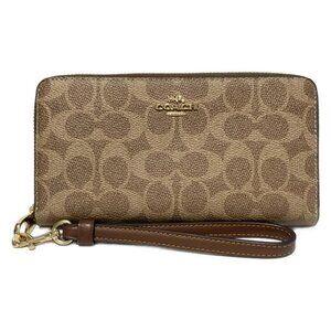 Auth COACH Signature CW778 Beige PVC - Long Wallet